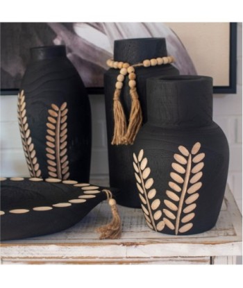 ORIGEN Home Decor Jarrón Jarrones Y Portavelas | Jarrón Negro - 24x15x15cm