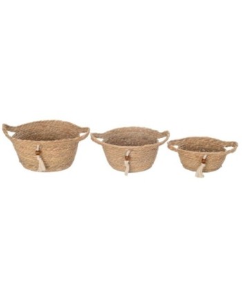 Cestas de Almacenamiento Natural para Decoración del Hogar - Juego de 3 Cestas de Seagrass para Organizar y Decorar