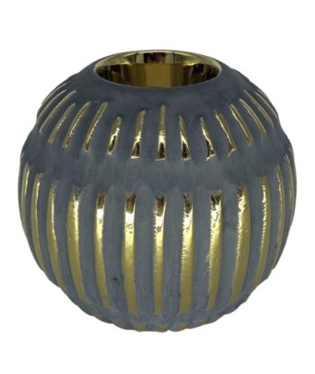 ORIGEN Home Decor Bola incienso Jarrones Y Portavelas | Jarrón Gris Redondo - 11x13x13cm