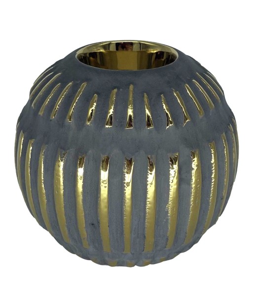 ORIGEN Home Decor Bola incienso Jarrones Y Portavelas | Jarrón Gris Redondo - 11x13x13cm