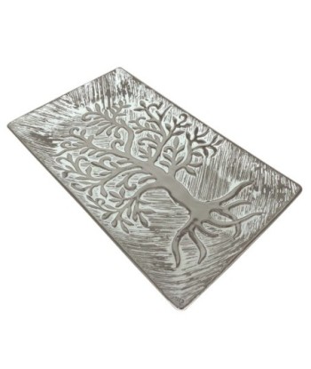ORIGEN Home Decor Bandeja Árbol Vida Jarrones Y Portavelas | Bandeja Blanco - 3x31x19cm