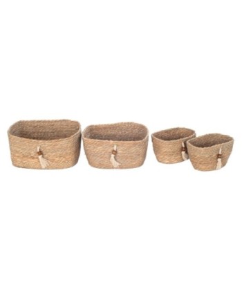 Cestas de Almacenamiento Natural, Set de 4 Cestas Decorativas para Organización y Decoración del Hogar