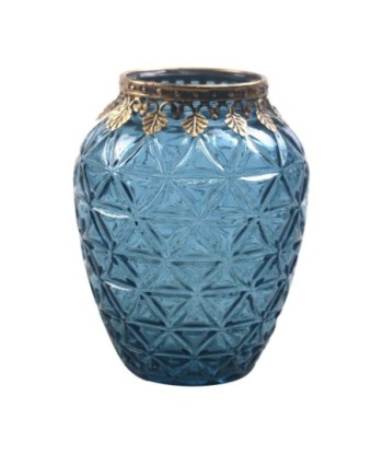 ORIGEN Home Decor Portavela Jarrones Y Portavelas | Portavelas Azul - 13x11x11cm