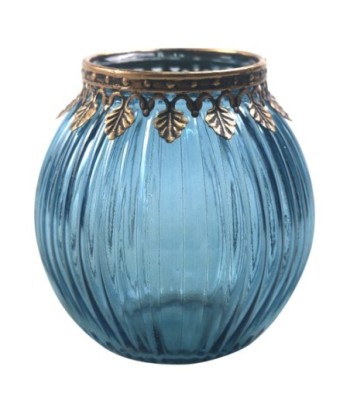 ORIGEN Home Decor Portavela Jarrones Y Portavelas | Portavelas Azul - 10x10x10cm