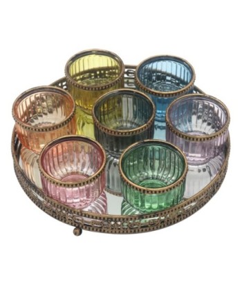 ORIGEN Home Decor Bandeja con porvalas Jarrones Y Portavelas | Bandeja Multicolor - 4x26x26cm