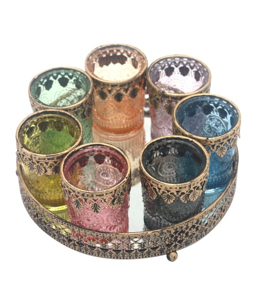 ORIGEN Home Decor Bandeja con porvalas Jarrones Y Portavelas | Bandeja Multicolor - 4x20x20cm
