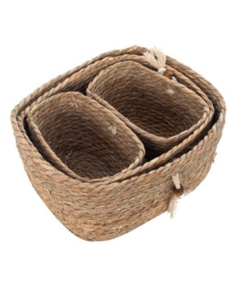Cestas de Almacenamiento Natural, Set de 4 Cestas Decorativas para Organización y Decoración del Hogar