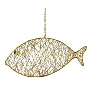 ORIGEN Home Decor Colgante pez Colgantes Metal | Colgante de metal Beige - 18x50x8cm