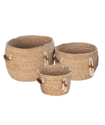 Cestas de Almacenamiento Natural S/3  Cestas Decorativas de Seagrass para Organización del Hogar