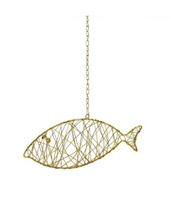 ORIGEN Home Decor Colgante Pez Colgantes Metal | Colgante de metal Beige - 13x36x6cm