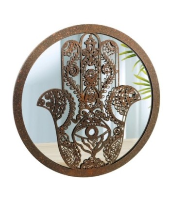 ORIGEN Home Decor Mano de fatima espejo Apliques Metal | Aplique Metal Marrón Redondo - 30x30x2cm