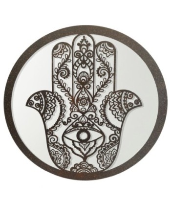 ORIGEN Home Decor Mano de fatima espejo Apliques Metal | Aplique Metal Marrón Redondo - 30x30x2cm