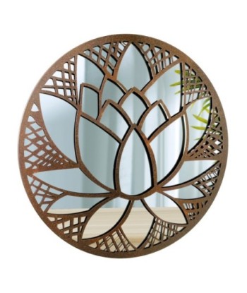 ORIGEN Home Decor Flor espejo Apliques Metal | Aplique Metal Marrón Redondo - 50x50x2cm