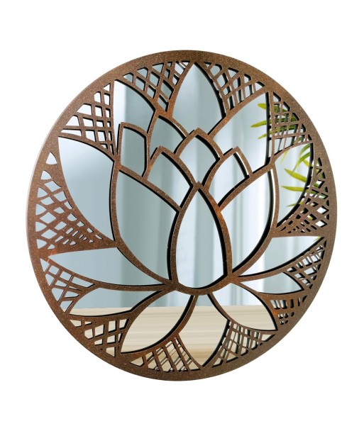 ORIGEN Home Decor Flor espejo Apliques Metal | Aplique Metal Marrón Redondo - 50x50x2cm
