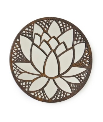 ORIGEN Home Decor Flor espejo Apliques Metal | Aplique Metal Marrón Redondo - 50x50x2cm