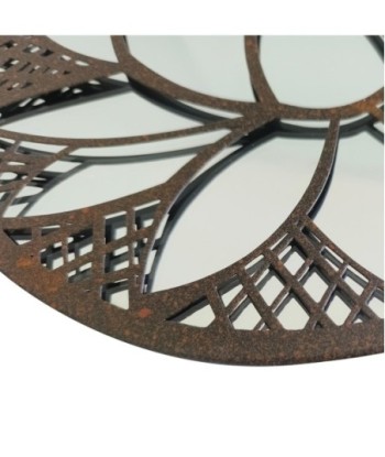 ORIGEN Home Decor Flor espejo Apliques Metal | Aplique Metal Marrón Redondo - 50x50x2cm