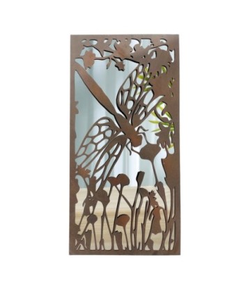 ORIGEN Home Decor Adorno pared libelula espejo Apliques Metal | Aplique Metal Marrón Rectangular - 100x50x2cm