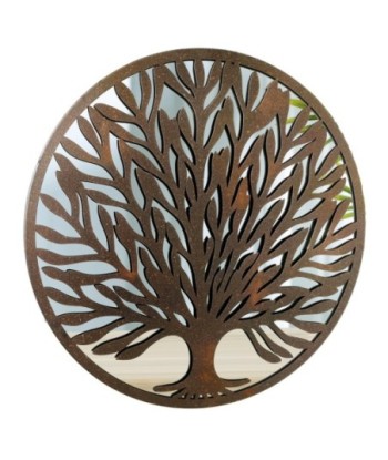ORIGEN Home Decor Adorno Árbol Vida espejo Apliques Metal | Aplique Metal Marrón Redondo - 50x50x2cm