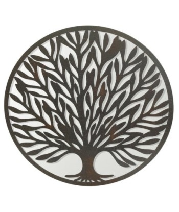 ORIGEN Home Decor Adorno Árbol Vida espejo Apliques Metal | Aplique Metal Marrón Redondo - 50x50x2cm