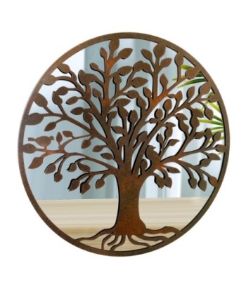 ORIGEN Home Decor Adorno Árbol Vida espejo Apliques Metal | Aplique Metal Marrón Redondo - 60x60x2cm