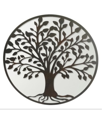 ORIGEN Home Decor Adorno Árbol Vida espejo Apliques Metal | Aplique Metal Marrón Redondo - 30x30x2cm