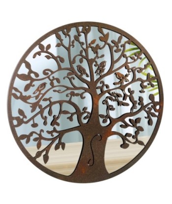 ORIGEN Home Decor Adorno Árbol Vida espejo Apliques Metal | Aplique Metal Marrón Redondo - 60x60x2cm