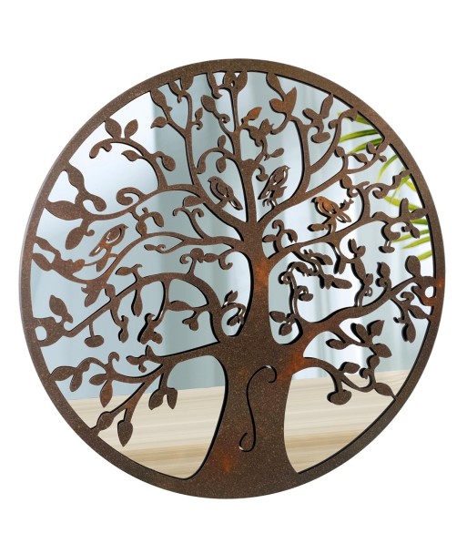 ORIGEN Home Decor Adorno Árbol Vida espejo Apliques Metal | Aplique Metal Marrón Redondo - 60x60x2cm