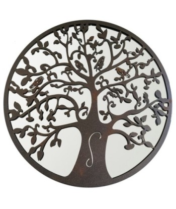 ORIGEN Home Decor Adorno Árbol Vida espejo Apliques Metal | Aplique Metal Marrón Redondo - 60x60x2cm