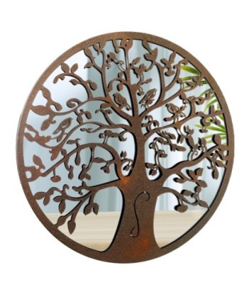 ORIGEN Home Decor Adorno Árbol Vida espejo Apliques Metal | Aplique Metal Marrón Redondo - 50x50x2cm