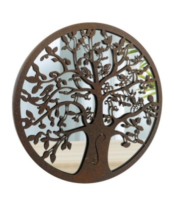ORIGEN Home Decor Adorno Árbol Vida espejo Apliques Metal | Aplique Metal Marrón Redondo - 30x30x2cm