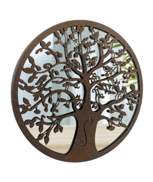 ORIGEN Home Decor Adorno Árbol Vida espejo Apliques Metal | Aplique Metal Marrón Redondo - 30x30x2cm