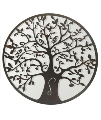 ORIGEN Home Decor Adorno Árbol Vida espejo Apliques Metal | Aplique Metal Marrón Redondo - 30x30x2cm