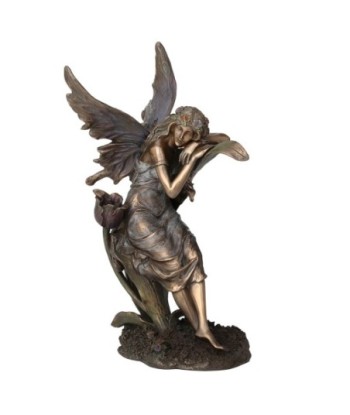 ORIGEN Home Decor Figura Hada sentada Bronce | Figura Mitológica Dorado - 23x14x13cm