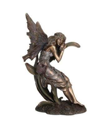 ORIGEN Home Decor Figura Hada sentada Bronce | Figura Mitológica Dorado - 23x14x13cm