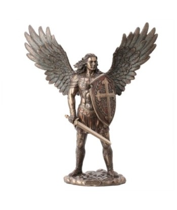 ORIGEN Home Decor Figura San Miguel Bronce | Figura Mitológica Plateado - 73x60x24cm