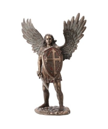 ORIGEN Home Decor Figura San Miguel Bronce | Figura Mitológica Plateado - 73x60x24cm