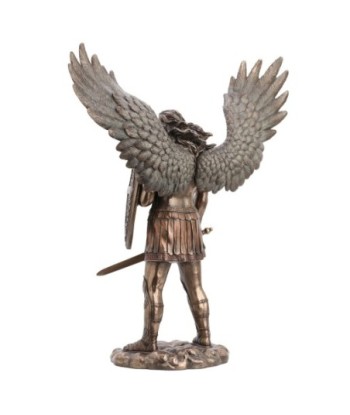 ORIGEN Home Decor Figura San Miguel Bronce | Figura Mitológica Plateado - 73x60x24cm
