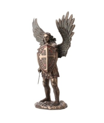 ORIGEN Home Decor Figura San Miguel Bronce | Figura Mitológica Plateado - 73x60x24cm