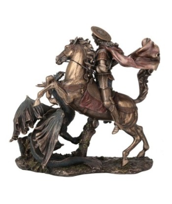 ORIGEN Home Decor San jorge a caballo y dragon Bronce | Figura Mitológica Dorado - 26x26x14cm