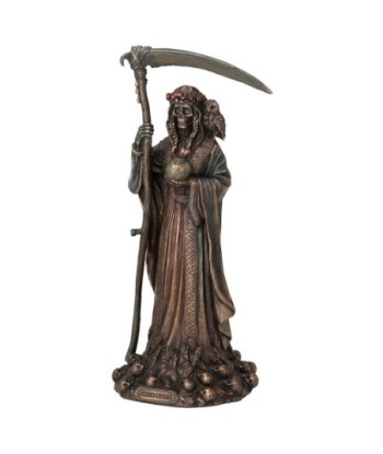 ORIGEN Home Decor Figura Santísima Muerte Bronce | Figura Mitológica Dorado - 28x13x11cm