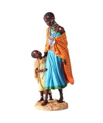 ORIGEN Home Decor Figura africana Africanas Y Elefantes | Figura de Africana Azul - 35x16x15cm