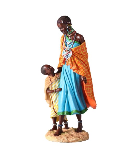 ORIGEN Home Decor Figura africana Africanas Y Elefantes | Figura de Africana Azul - 35x16x15cm