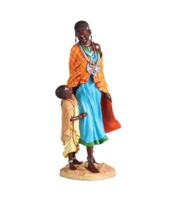 ORIGEN Home Decor Figura africana Africanas Y Elefantes | Figura de Africana Azul - 35x16x15cm
