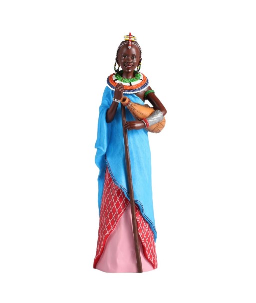 ORIGEN Home Decor Figura africana Africanas Y Elefantes | Figura de Africana Azul - 26x8x7cm