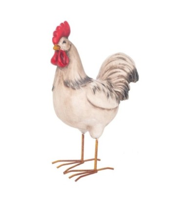 ORIGEN Home Decor Figura Gallo Animales | Figura de Gato Blanco - 32x18x43cm