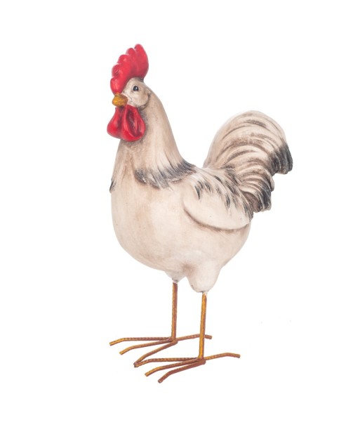 ORIGEN Home Decor Figura Gallo Animales | Figura de Gato Blanco - 32x18x43cm