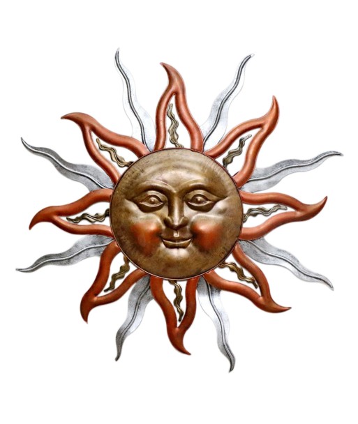 ORIGEN Home Decor Adorno Pared Sol Apliques Metal | Aplique Metal Naranja - 83x4x83cm