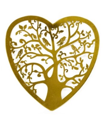 ORIGEN Home Decor Arbol de vida corazon Apliques Metal | Aplique Metal Dorado - 41x40x1cm