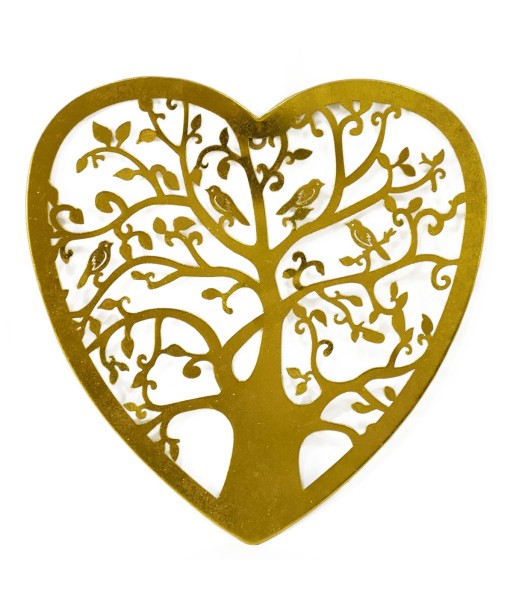 ORIGEN Home Decor Arbol de vida corazon Apliques Metal | Aplique Metal Dorado - 41x40x1cm
