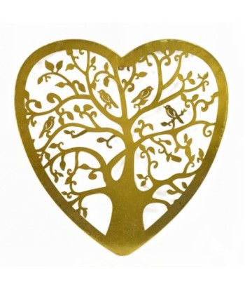 ORIGEN Home Decor Arbol de vida corazon Apliques Metal | Aplique Metal Dorado - 60x60x1cm